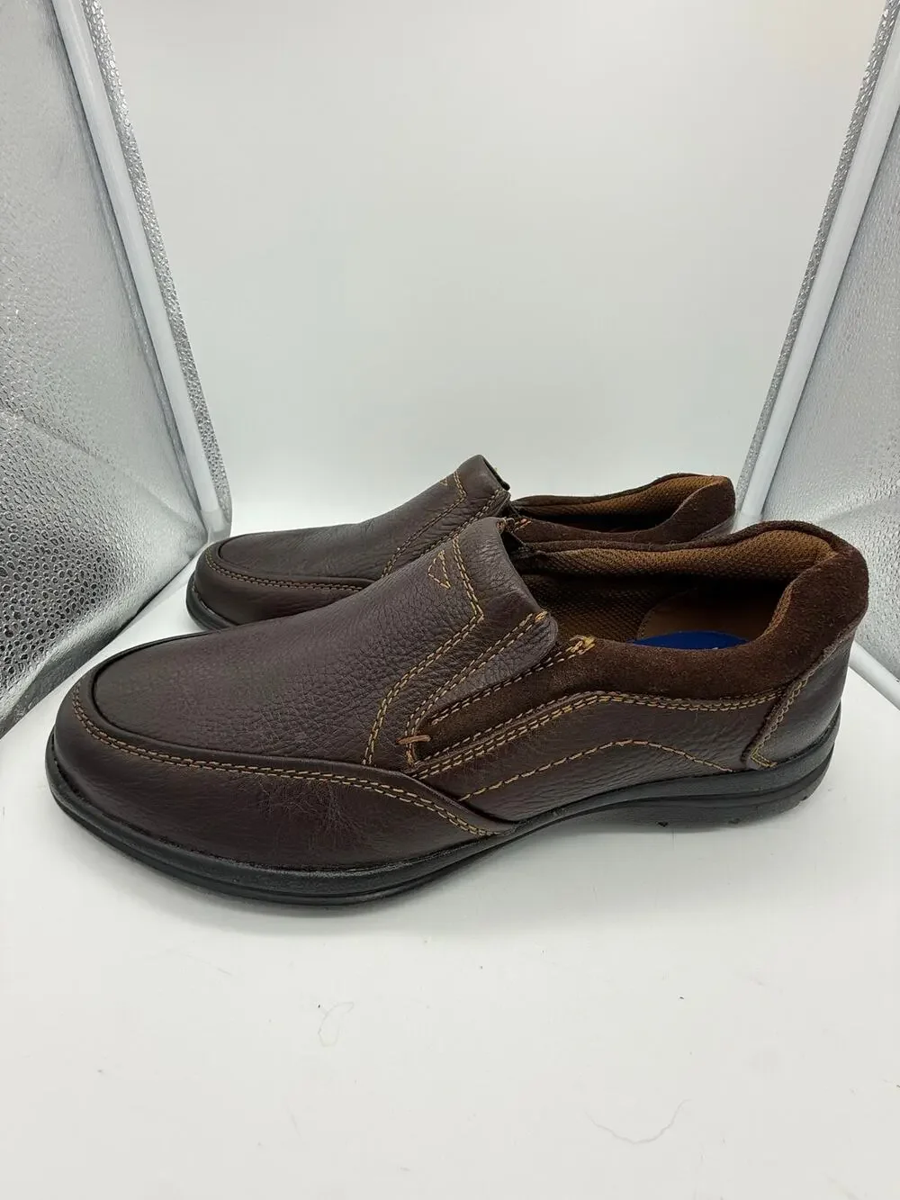 Florsheim Brown Leather Slip On Shoes Size 10.5 Lightweight Memory Foam